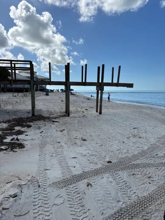 Beachfront deck pilings