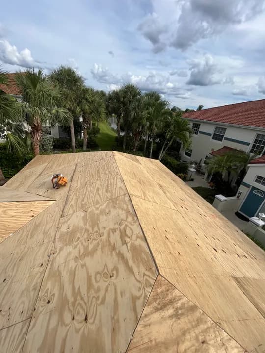 Hip roof sheathing